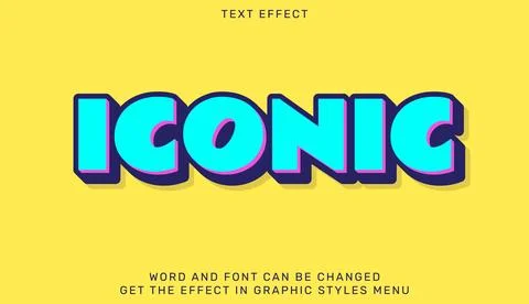 Iconic editable text effect in 3d style Stock Illustration