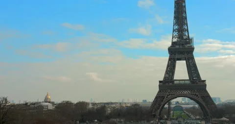 Iconic Eiffel Tower Seen From Trocadéro Garden Square In Paris, France. Stock Footage 238495070