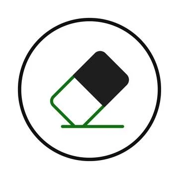 Iconic eraser graphic representation within circular outline ideal for educ.. Stock Illustration