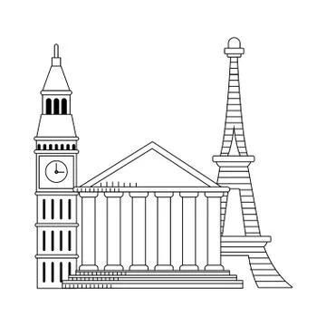 Iconic europe monuments design Ilustração Stock