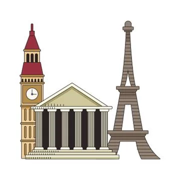 Iconic europe monuments design Stockillustratie