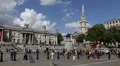 Iconic Famous Landmark Symbol Trafalgar Square Public Place Crowd London UK HD Footage