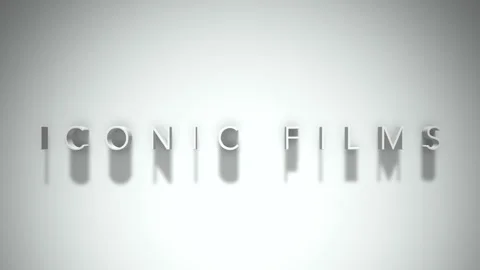 Iconic films 3D title animation white text on a white background Vídeo Stock 299420890