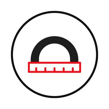 Iconic geometric protractor graphic design emphasizing precise measurements.. Illustrazione stock