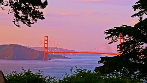 Iconic Golden Gate Bridge in San Francisco Bay near Pacific Ocean Stock Footage 76830962