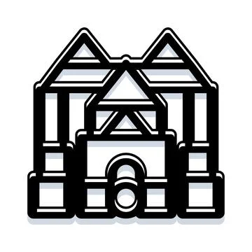 Iconic gothic cathedral building line art drawing Stock Illustration