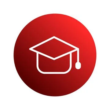 Iconic graduation cap on vibrant red sphere design symbolizing academic suc.. Stock Illustration