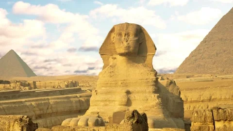 Iconic great sphinx of giza and ancient pyramids of egypt Stock Footage 337310403