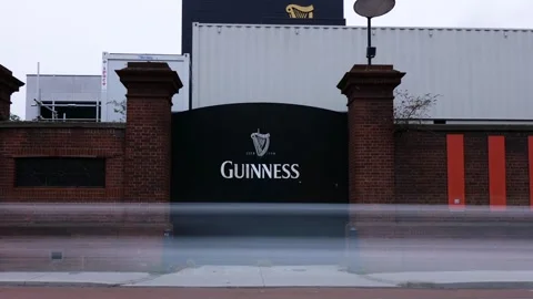 Iconic Guinness Brewery Gate in Dublin Captured in Stunning Timelapse Stock Footage 328475372