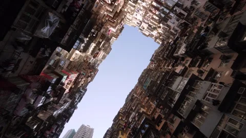 Iconic High Density Monster Building Residential Complex Courtyard Video stock 337513204