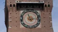 Iconic Historic Central Clock Tower Sforzesco Castle Milan Italy Sightseeing Day HD Footage