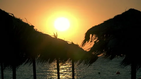 Iconic idyllic sunset at beach,slow motion. Stock Footage 54143242