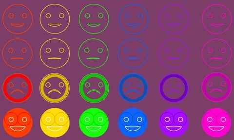 Iconic illustration of satisfaction level. Range to assess emotions smile icon Stock Illustration