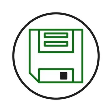 Iconic image of obsolete technology a green floppy disk encased in a black .. Stock Illustration