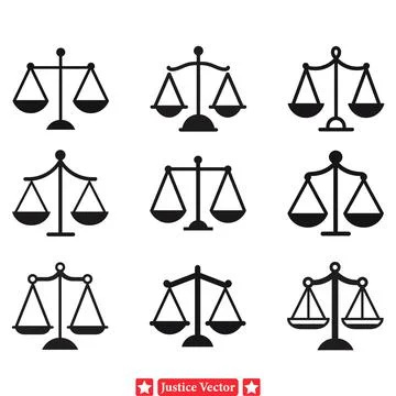 Iconic Justice  Impeccable Vector Silhouettes of Legal Scales Stock Illustration