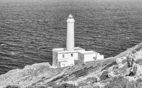 The iconic lighthouse of Capo d'Otranto, Salento, Apulia, Italy Foto stock