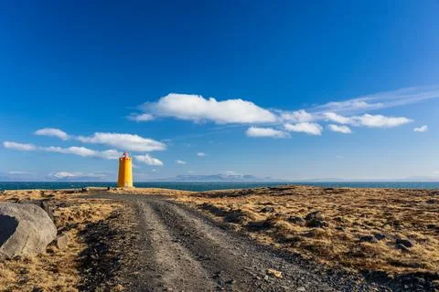 Iconic lighthouse in iceland Stock Photos