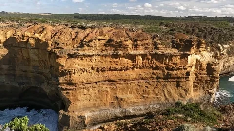 Iconic Limestone Sea Stacks and Cliffs on Great Ocean Road Stock Footage 338172144