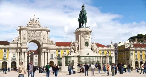 Iconic Lisbon: Commerce Square Video stock 270311932