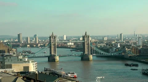 Iconic London Tower Bridge high viewpoint Stock Footage 47173827