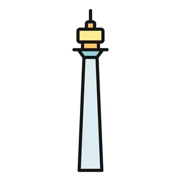 Iconic modern communication tower vector outline illustration Stock Illustration