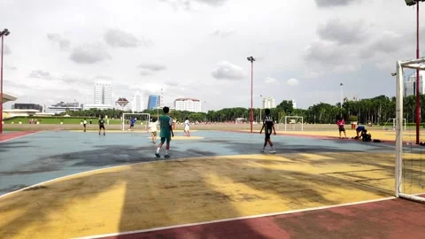 The iconic Monas, adding a stunning backdrop to the lively game-0219 (2)(9) Stock Footage 302351820