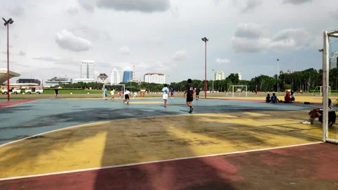 The iconic Monas, adding a stunning backdrop to the lively game-0219 (2)(12) Stock Footage 302352189