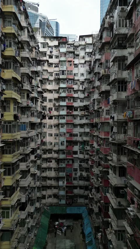 Iconic Monster Building Apartment Complex in Hong Kong Stock Footage 335845457