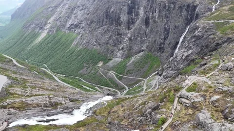 The Iconic Norwegian Road. Trollstigen Stock Footage 341154952