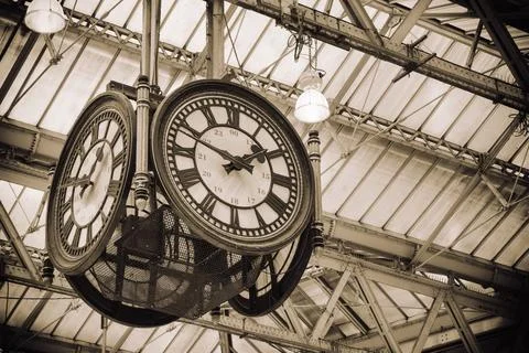 Iconic old clock Waterloo Station, London Stock Photos