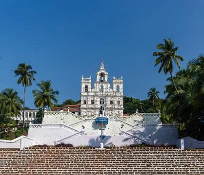 Iconic Our Lady of the Immaculate Conception Church Goa Stock Photos