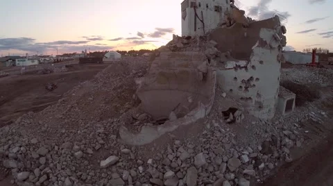 The iconic P&amp;H building during demolition Stock Footage 51802564