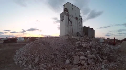 The iconic P&amp;H building during demolition Stock Footage 51802596