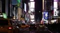 Iconic Place Midtown Buildings Yellow Cabs Intersection USA Times Square Night HD Footage