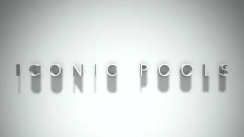 Iconic pools 3D title animation white text on a white background Stock Footage 299701736
