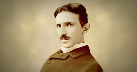 The Iconic Portrait of Nikola Tesla in M... | Stock Video | Pond5