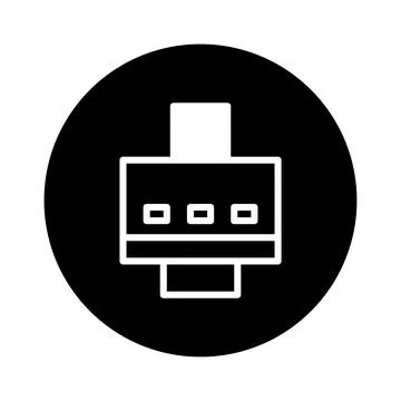 Iconic printer symbol on black circle offering a modern device representati.. Stock Illustration