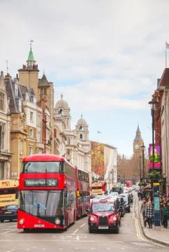 Iconic red double decker bus in London, UK Stock Photos