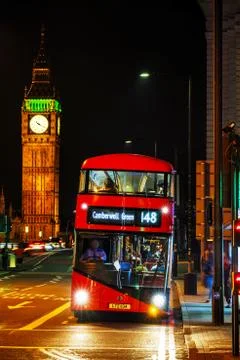 Iconic red double decker bus in London, UK Stock Photos