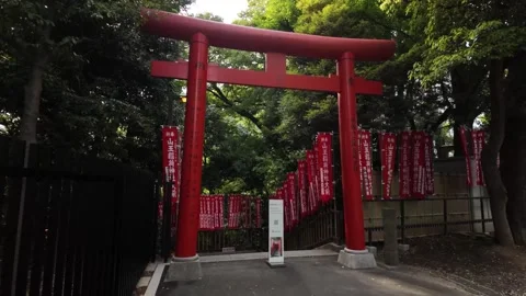 Iconic red torii gates of the Hie Shrine in Tokyo, Japan tourist attraction Stock Footage 318904348