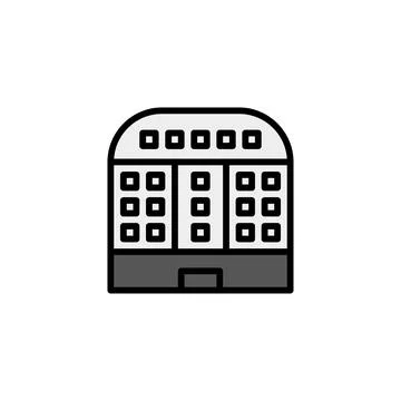 Iconic representation of a building emphasizing the unique modern architect.. Stock Illustration