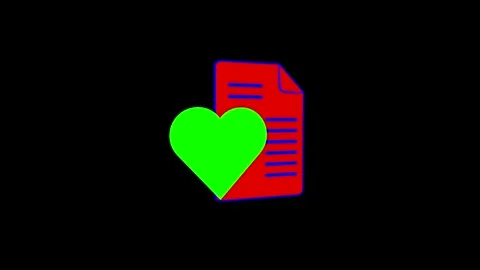 Iconic Representation of Heart and Document with Vibrant Contrasting Colors Video stock 341921668