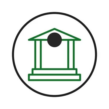Iconic representation of institution architecture featuring green edifice w.. Stock Illustration