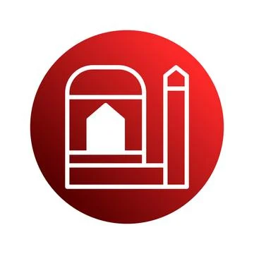 Iconic representation of a mosque design within a circle to celebrate islam.. Stock Illustration