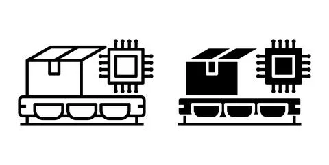 Iconic representation of packaging and electronics integration for logistics Stock Illustration