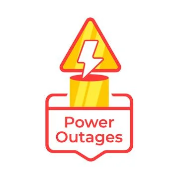 Iconic representation of a power outage warning with a lightning bolt sign and a Stock Illustration
