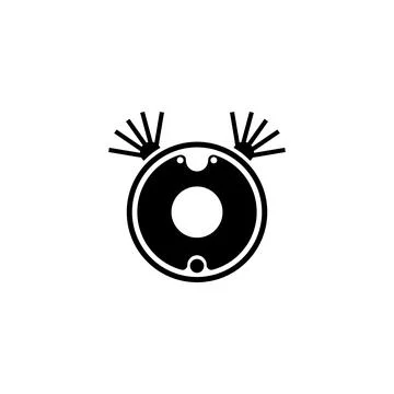 Iconic representation of a robot vacuum cleaner, depicted in black and white  Stock Illustration