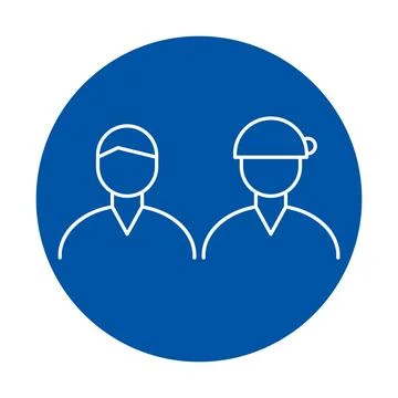 Iconic Representation of Two People in Blue Circle Design for Use イラスト素材