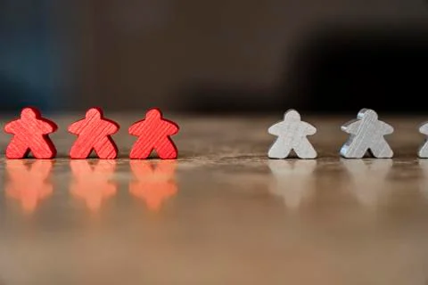 Iconic representation of virus infection diffusion with meeple or game piece Stockfoto's