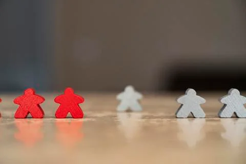 Iconic representation of virus infection diffusion with meeple or game piece Stockfoto's